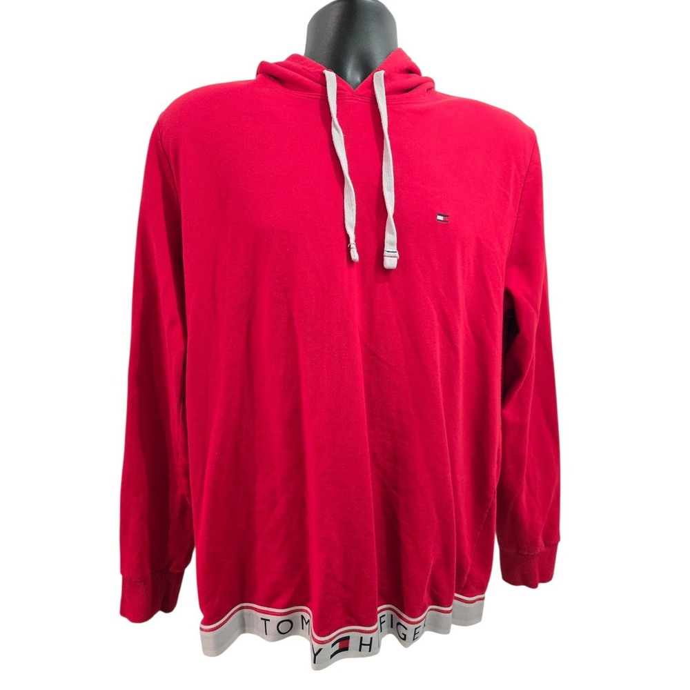 Tommy Hilfiger Men's Red‎ Sleepwear Hoodie Logo Waistband Size Large